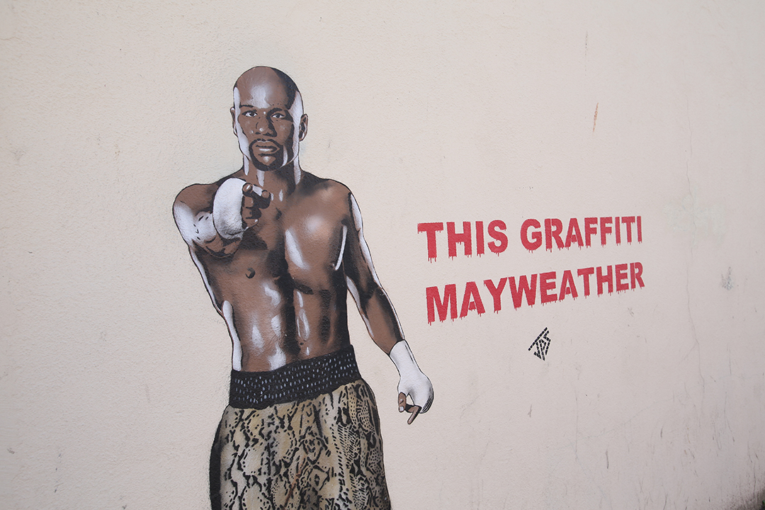 Street art of boxer Floyd Mayweather